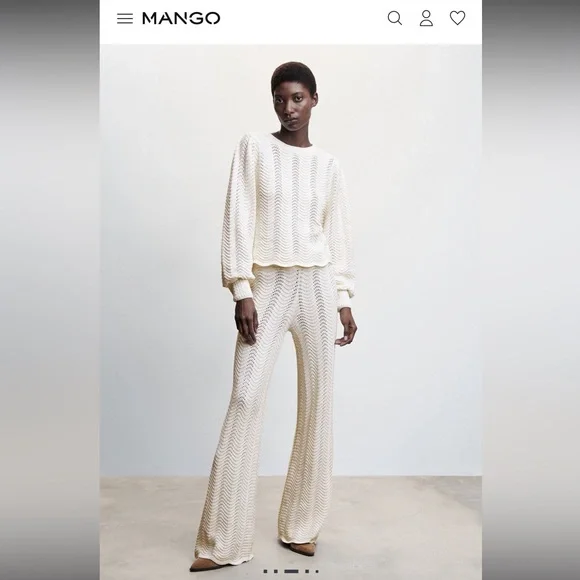 Mango Women’s Cream and White Puff Sleeve Knitted Sweater - Picture 4 of 15